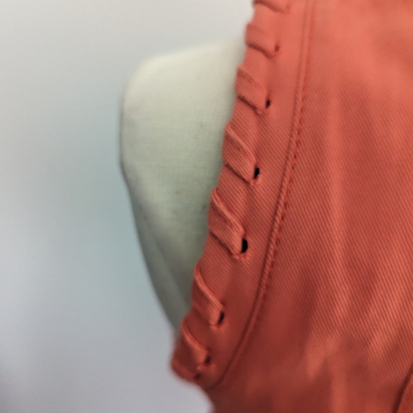 Women's Valentino Roman Orange Coral Lace Up Sign Denim Dress US 10 46 - Picture 3 of 10